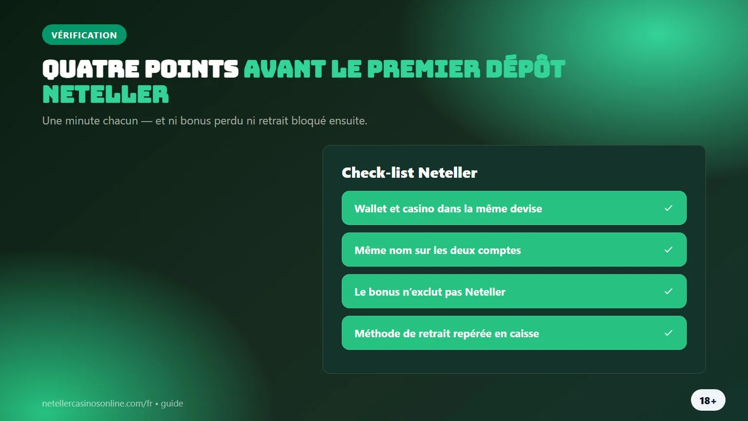 dépôt neteller casino : quatre points avant le premier versement