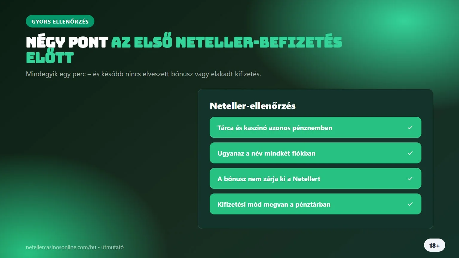 Neteller befizetés kaszinó: négy pont az első befizetés előtt