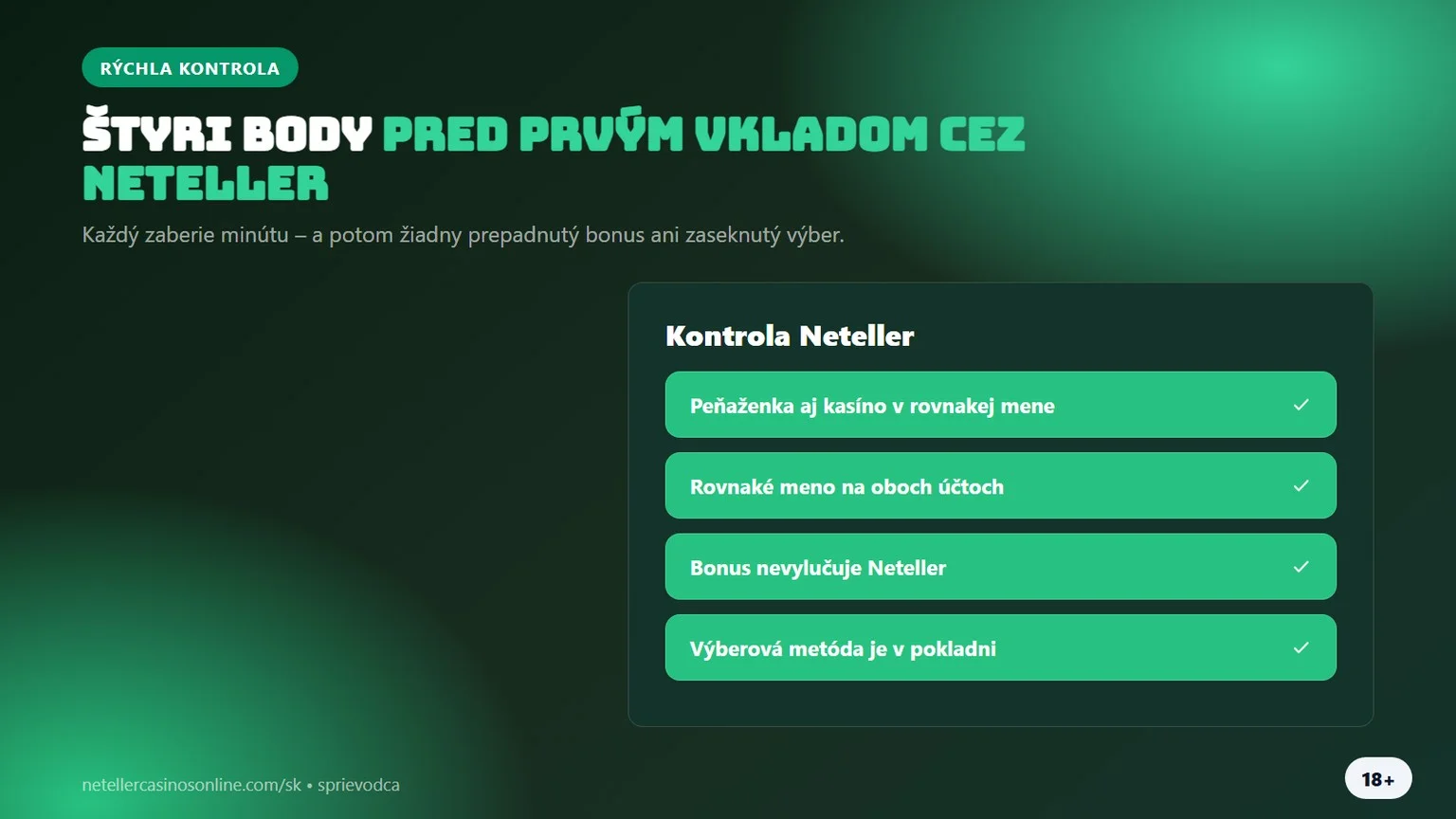 online kasíno neteller: štyri body pred prvým vkladom